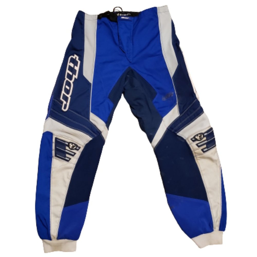 Vintage Thor Motocross Pants Men's 32 Blue White Dirtbike Armored Made in Korea